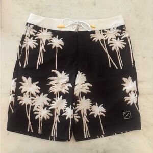 American Eagle Mens Board Shorts Black White & Yellow Swim Bottoms Size M New